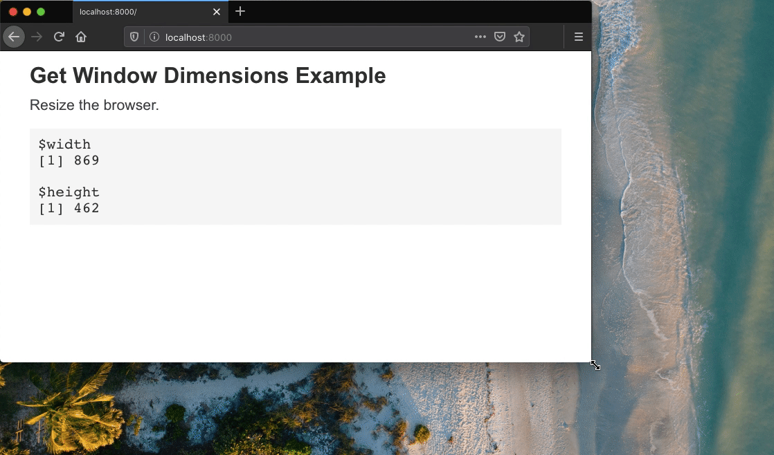 get window dimensions demonstration